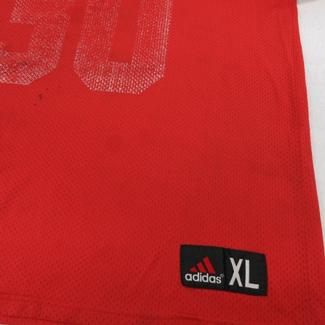 adidas(アディダス)のXL★古着 アディダス adidas 半袖 ビンテージ フットボール Tシャツ メンズ 90年代 90s ネブラスカハスカーズ 30 メッシュ地 大きいサイズ ロング丈 Vネック 赤 レッド ユニフォーム ゲームシャツ 23jul26 中古 メンズのトップス(Tシャツ/カットソー(半袖/袖なし))の商品写真