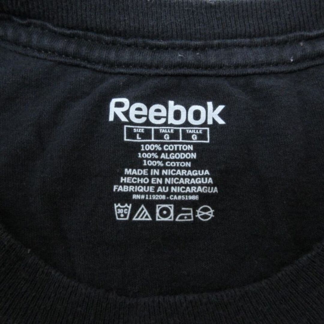 Reebok(リーボック)のL★古着 リーボック REEBOK 半袖 ブランド Tシャツ メンズ NHL ボストンブルーインズ コットン クルーネック 黒 ブラック アイスホッケー 23jul26 中古 メンズのトップス(Tシャツ/カットソー(半袖/袖なし))の商品写真