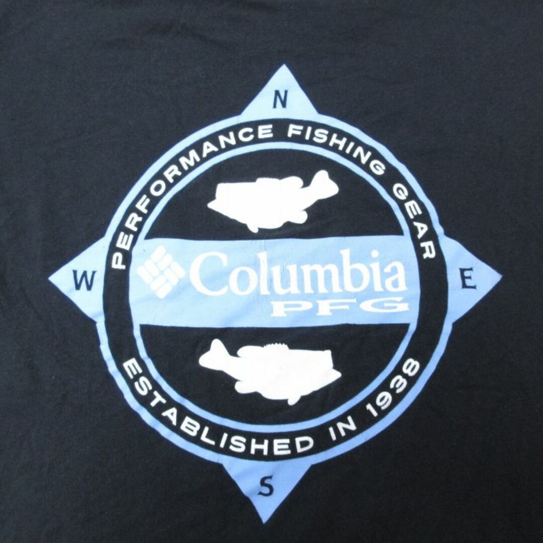 Columbia(コロンビア)のL★古着 コロンビア COLUMBIA Columbia 半袖 ブランド Tシャツ メンズ 魚 PFG コットン クルーネック 黒 ブラック 23jul26 中古 メンズのトップス(Tシャツ/カットソー(半袖/袖なし))の商品写真