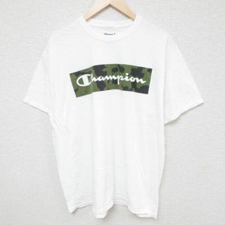 チャンピオン(Champion)のXL★古着 チャンピオン Champion 半袖 ブランド Tシャツ メンズ ビッグロゴ コットン クルーネック 白 ホワイト 23jul27 中古(Tシャツ/カットソー(半袖/袖なし))