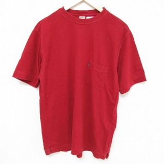 リーバイス(Levi's)のL★古着 リーバイス Levis 半袖 ブランド Tシャツ メンズ 胸ポケット付き コットン クルーネック 濃赤 レッド 23jul27 中古(Tシャツ/カットソー(半袖/袖なし))