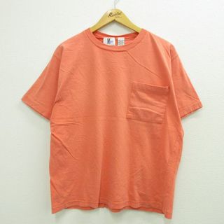 XL★古着 半袖 ビンテージ Tシャツ メンズ 00年代 00s 無地 胸ポケット付き 大きいサイズ コットン クルーネック ピンク系 23jul27 中古(Tシャツ/カットソー(半袖/袖なし))