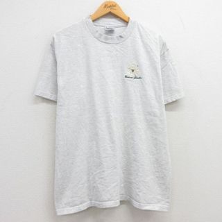 ヘインズ(Hanes)のL★古着 ヘインズ Hanes 半袖 ビンテージ Tシャツ メンズ 00年代 00s バーモントヤンキー クルーネック 薄グレー 霜降り 23jul26 中古(Tシャツ/カットソー(半袖/袖なし))