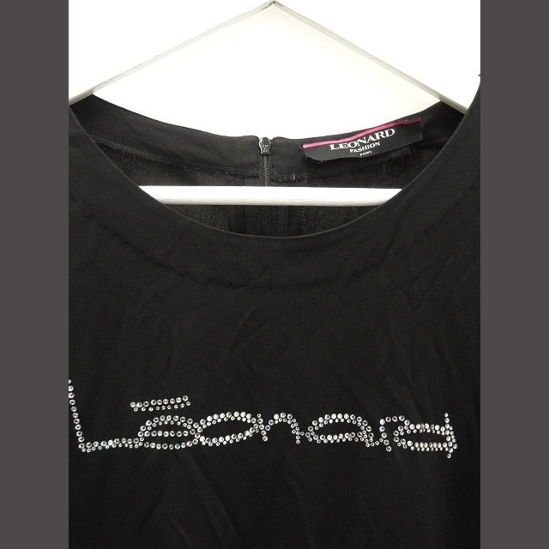 LEONARD(レオナール)のレオナール ラインストーン ロゴ カットソー LL 黒 半袖 Tシャツ ブラウス レディースのトップス(カットソー(半袖/袖なし))の商品写真