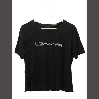 レオナール(LEONARD)のレオナール ラインストーン ロゴ カットソー LL 黒 半袖 Tシャツ ブラウス(カットソー(半袖/袖なし))