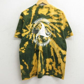 XL★古着 半袖 ビンテージ Tシャツ メンズ 90年代 90s 船 ブランドンショアーズ コットン クルーネック 緑他 グリーン ブリーチ加工 23jul29 中古(Tシャツ/カットソー(半袖/袖なし))