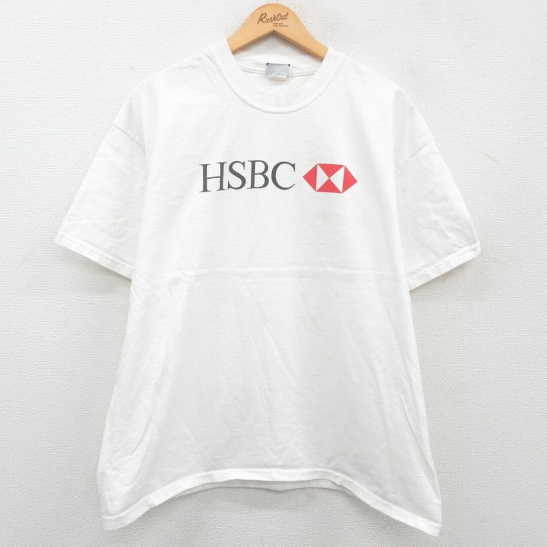 Lee(リー)のXL★古着 リー Lee 半袖 ビンテージ Tシャツ メンズ 00年代 00s HSBC 大きいサイズ コットン クルーネック 白 ホワイト 23jul29 中古 メンズのトップス(Tシャツ/カットソー(半袖/袖なし))の商品写真