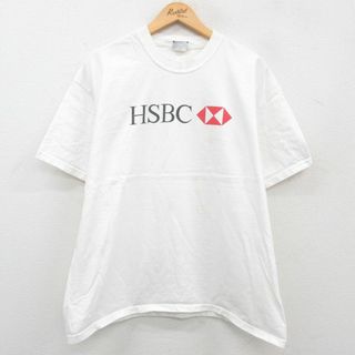 リー(Lee)のXL★古着 リー Lee 半袖 ビンテージ Tシャツ メンズ 00年代 00s HSBC 大きいサイズ コットン クルーネック 白 ホワイト 23jul29 中古(Tシャツ/カットソー(半袖/袖なし))