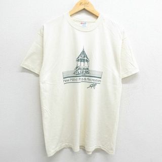 ヘインズ(Hanes)のL★古着 ヘインズ Hanes 半袖 ビンテージ Tシャツ メンズ 90年代 90s ニューミルファード クルーネック ベージュ カーキ 23jul31 中古(Tシャツ/カットソー(半袖/袖なし))