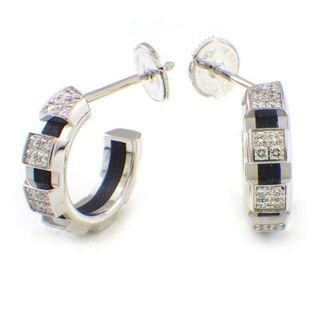 ショーメ(CHAUMET)のショーメ Chaumet ピアス クラスワン フープ パヴェ ダイヤモンド K18WG ブラック ラバー 黒 【中古】(ピアス)