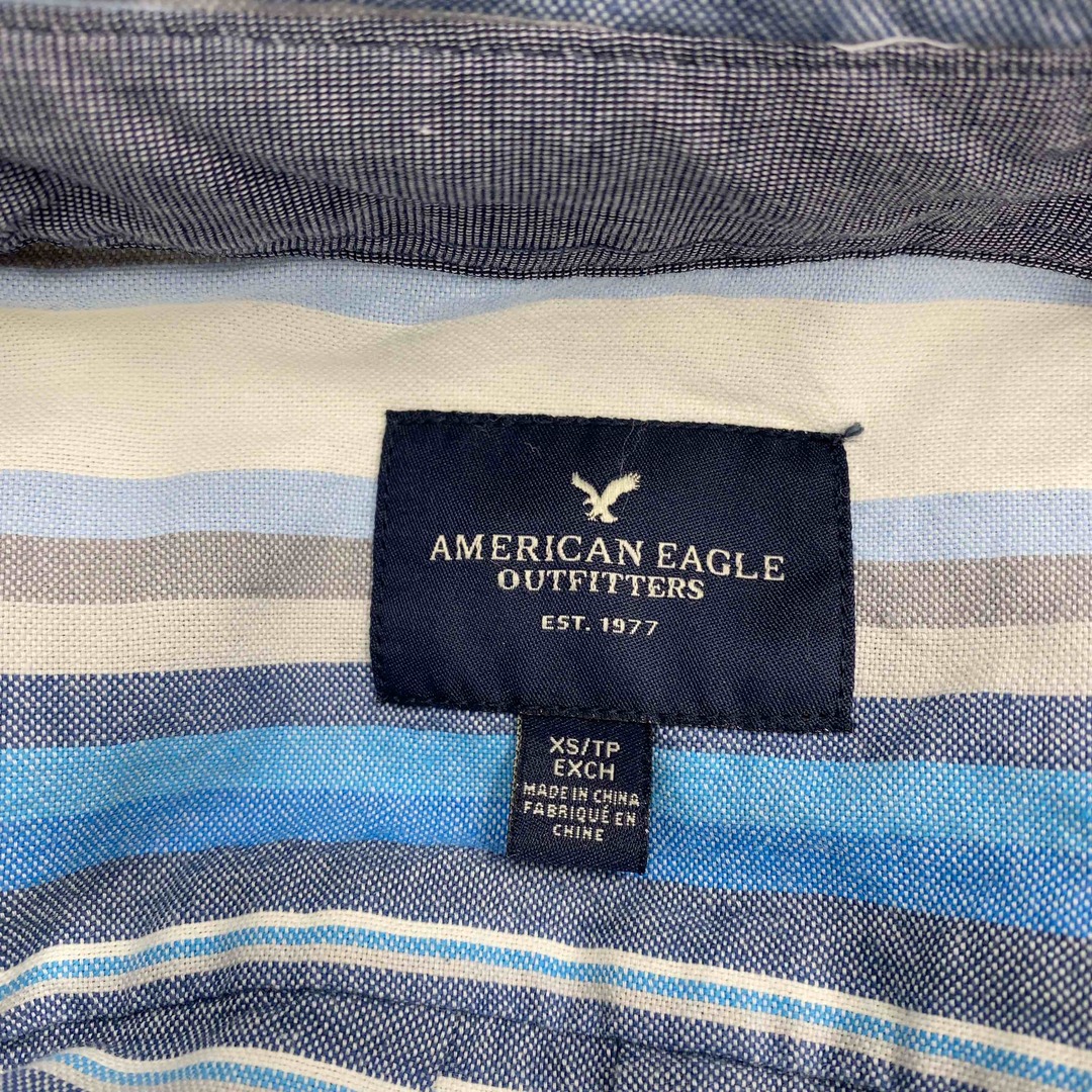 American Eagle(アメリカンイーグル)のAMERICAN EAGLE アメリカンイーグル メンズ 長袖シャツ　ボタンダウン　プルオーバー　青　ボーダー メンズのトップス(シャツ)の商品写真