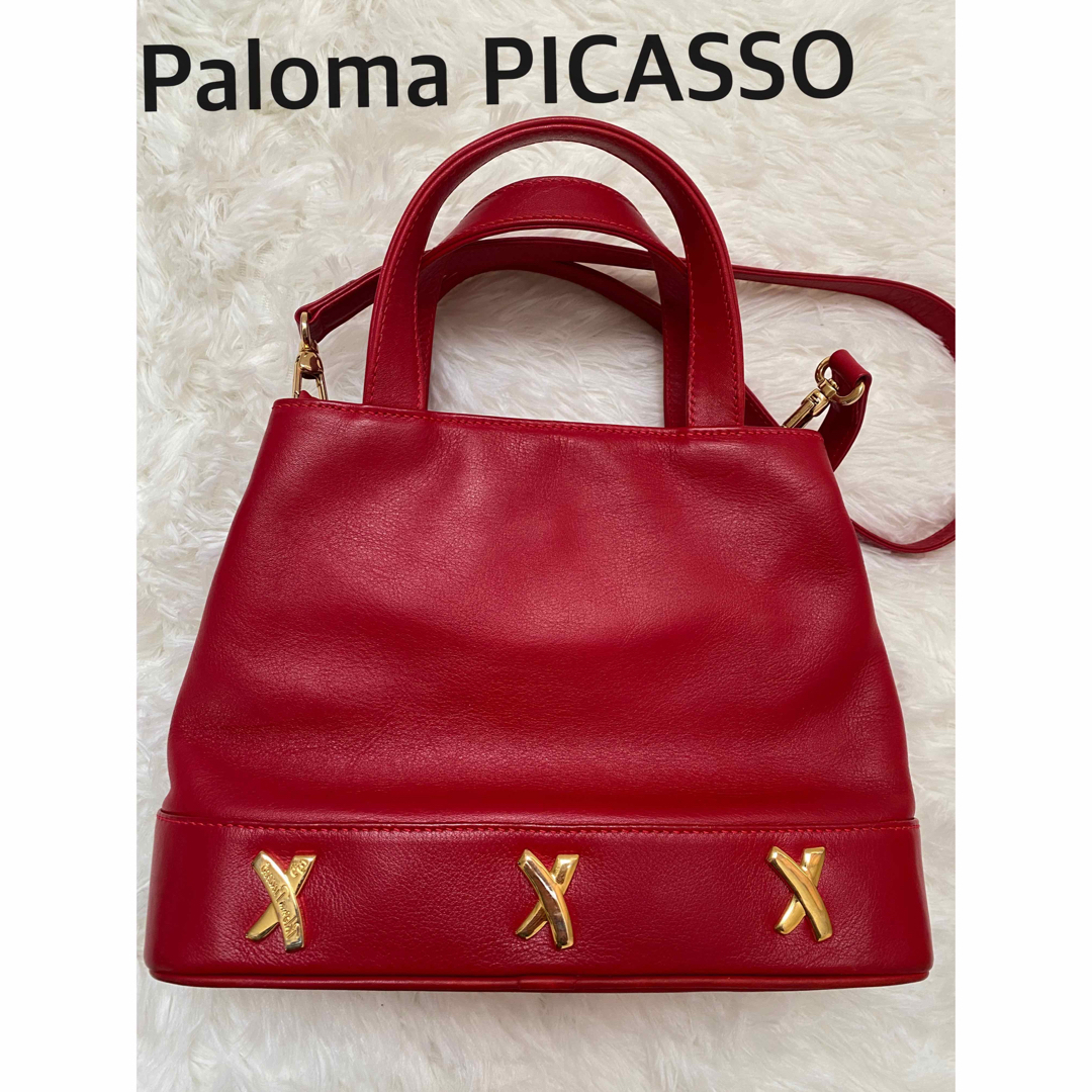 Paloma Picasso(パロマピカソ)のパロマピカソの本革トートバッグ ショルダーバッグ 2WAYレッドレザー レディースのバッグ(トートバッグ)の商品写真