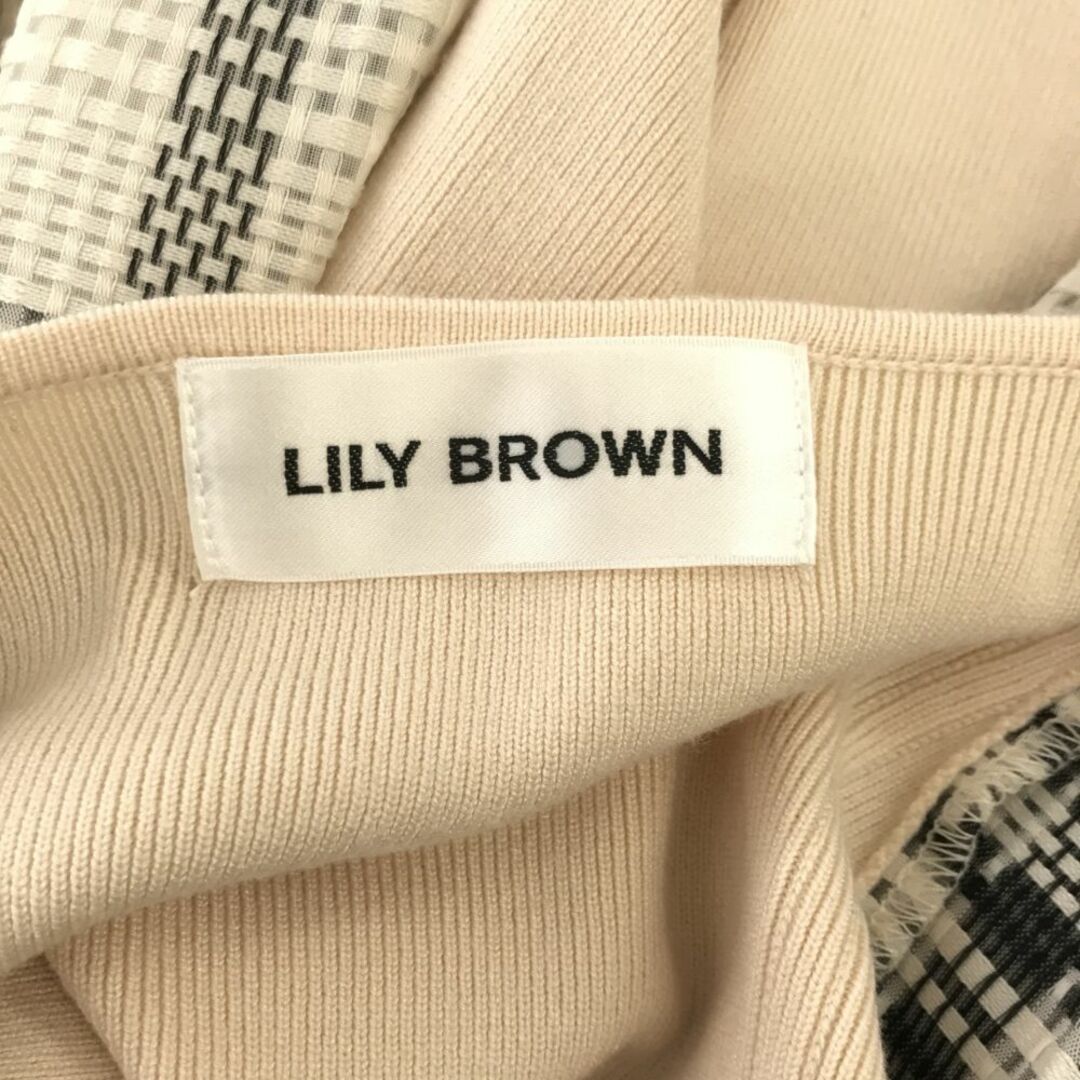 Lily Brown(リリーブラウン)のリリーブラウン 袖ボリューム 7分袖 チェック ロングワンピース ベージュ系 Lily Brown LWNO221138 レディース 古着 【240322】 レディースのワンピース(ロングワンピース/マキシワンピース)の商品写真