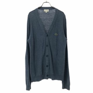 ラコステ(LACOSTE)のラコステ リネンブレンド 長袖 ニット カーディガン M ブルー LACOSTE メンズ 古着 【240322】(カーディガン)