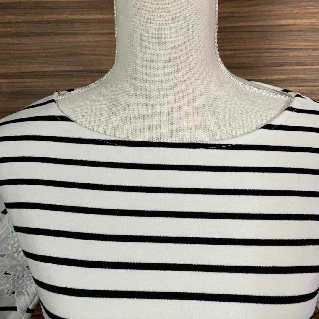 Rope' Picnic(ロペピクニック)のロペピクニック Tシャツ 38サイズ Mサイズ相当 白 黒 半袖 レーヨン レディースのトップス(カットソー(半袖/袖なし))の商品写真