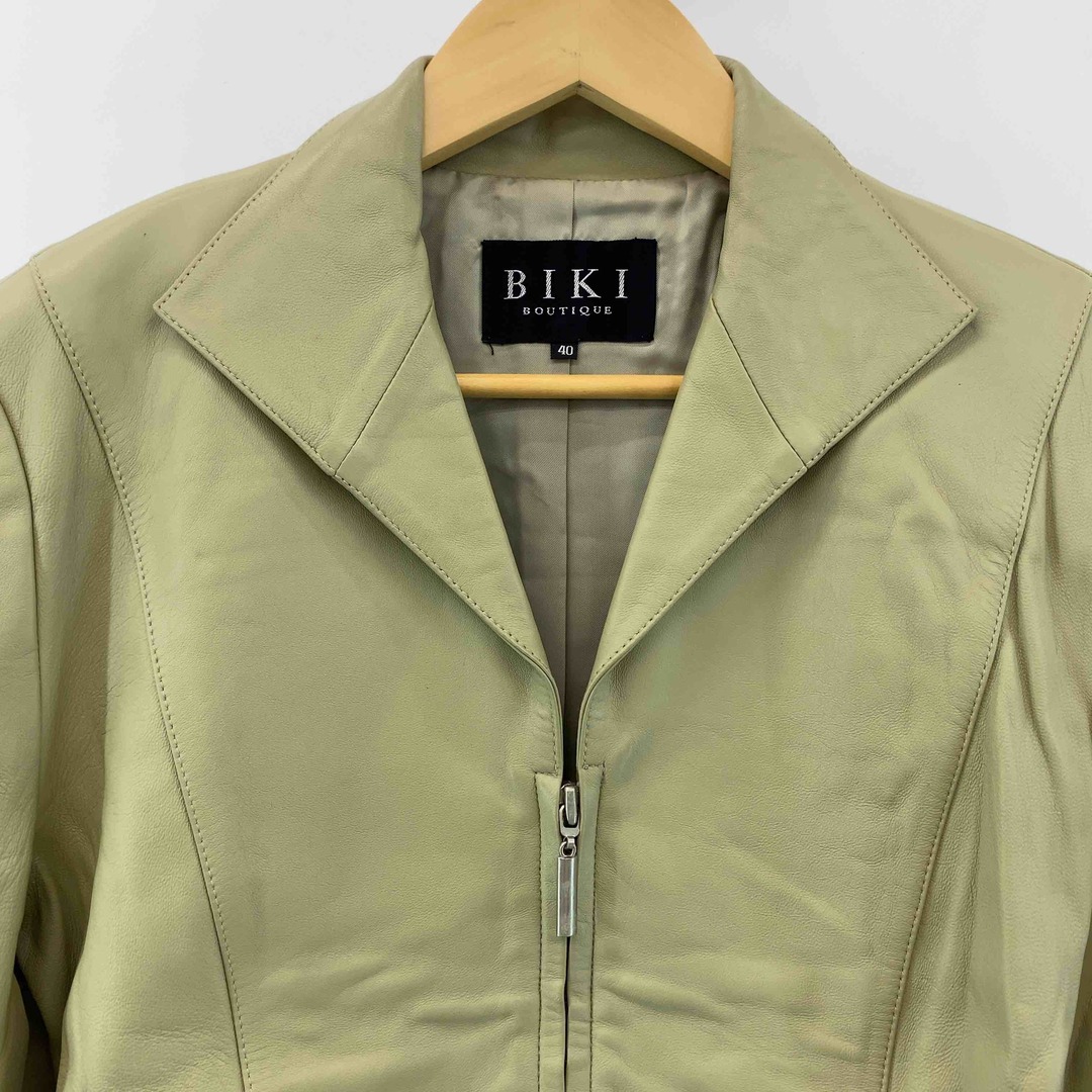 BIKI BOUTIQU ビキブティック レディース レザージャケット　羊革　ピスタチオグリーン　ジップアップ レディースのジャケット/アウター(ブルゾン)の商品写真