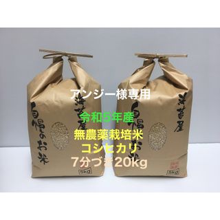 アンジー様専用 無農薬コシヒカリ7分づき20kg(5kg×4)令和5年産(米/穀物)