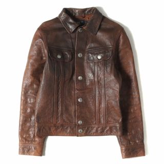 ダブルアールエル(RRL)の美品 RRL ダブルアールエル ジャケット サイズ:S ギャンブラー レザー コンチョボタン ジャケット Gambler Leather Jacket ブラウン ポロラルフローレン アウター ブルゾン 上着【メンズ】【中古】(レザージャケット)