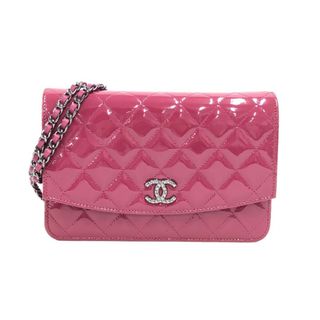 シャネル(CHANEL)の　シャネル CHANEL ブリリアント チェーンウォレット A48692 20番台 ワインレッド シルバー金具 パテント レディース 長財布(財布)