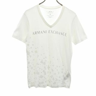 アルマーニエクスチェンジ(ARMANI EXCHANGE)のアルマーニエクスチェンジ プリント 半袖 Vネック Tシャツ XS ホワイト ARMANI EXCHANGE メンズ 古着 【240322】 メール便可(Tシャツ/カットソー(半袖/袖なし))