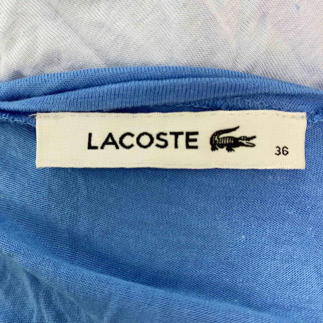 LACOSTE(ラコステ)のLACOSTE ラコステ レディース 半袖　ひざ丈ワンピース　Uネック　麻混 レディースのワンピース(ひざ丈ワンピース)の商品写真