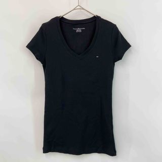 トミーヒルフィガー(TOMMY HILFIGER)のTOMMY HILFIGER トミーヒルフィガー レディース Vネック Tシャツ（半袖） 黒(シャツ/ブラウス(半袖/袖なし))