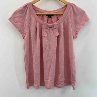 クレイサス(CLATHAS)のCLATHAS クレイサス レディース 半袖　ニット　セーター　チュニック　薄ピンク　リボン　ロゴ刺繍(ニット/セーター)