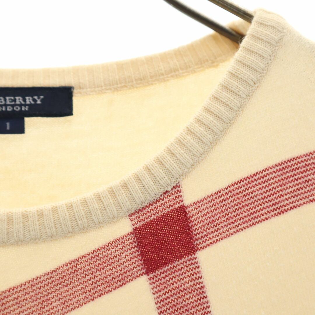 BURBERRY(バーバリー)のバーバリー 三陽商会 チェック柄 半袖 コットン セーター 1 ベージュ系 BURBERRY ニット レディース 古着 【240322】 メール便可 レディースのトップス(ニット/セーター)の商品写真