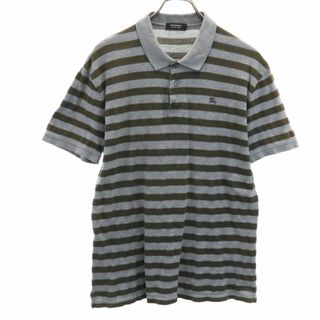 バーバリーブラックレーベル(BURBERRY BLACK LABEL)のバーバリーブラックレーベル 三陽商会 ボーダー 半袖 ポロシャツ 3 グレー系 BURBERRY BLACK LABEL メンズ 古着 【240322】(ポロシャツ)