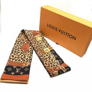 ルイヴィトン(LOUIS VUITTON)の美品 LOUISVUITTON ルイヴィトン シルク バンドー ワイルドアット ハート モノグラム ヒョウ柄 スカーフ a1596(バンダナ/スカーフ)