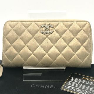 シャネル(CHANEL)の良品 CHANEL シャネル ココマーク マトラッセ スエード ラウンド ファスナー 長財布 ウォレット ベージュ a2645(財布)