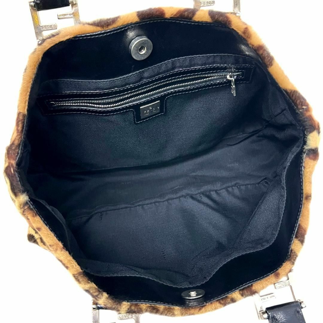 FENDI(フェンディ)の極美品　フェンディ　バッグ　ヴィンテージ　ハラコ　レオパード　トート　ロゴ　レア レディースのバッグ(トートバッグ)の商品写真
