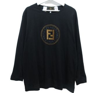 フェンディ(FENDI)のフェンディ FENDI 美品 サークルロゴ Tシャツ 長袖 刺繍 ブラック(Tシャツ(長袖/七分))