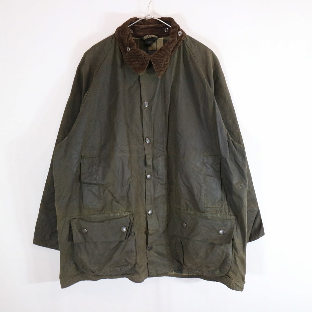 Barbour(バーブァー)の2000年代 Barbour バブアー ビューフォート オイルドジャケット 防寒 チェック柄 英国 ダークグリーン (メンズ C46/117CM) 中古 古着 N8535 メンズのジャケット/アウター(その他)の商品写真