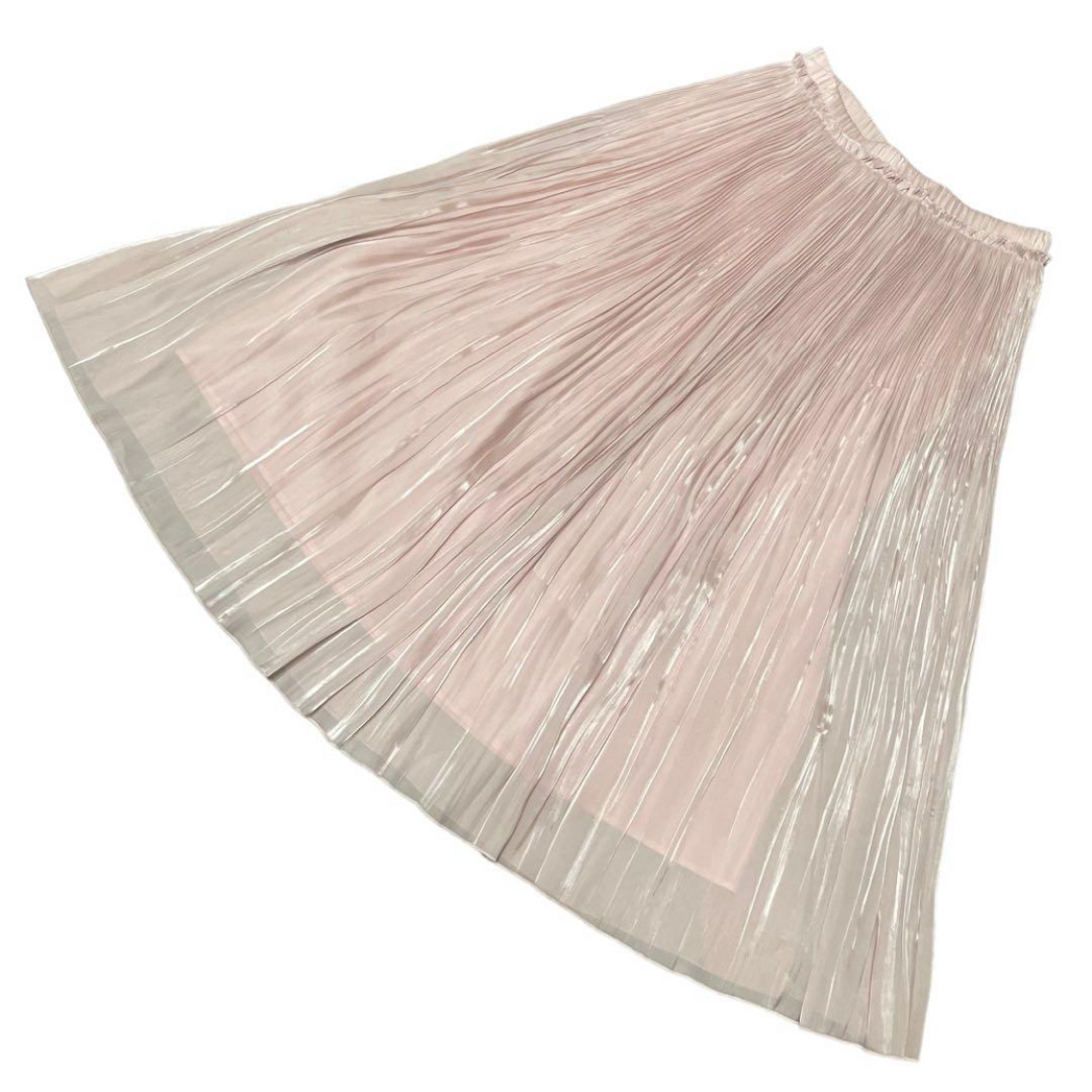 ANAYI(アナイ)の美品　ANAYI ロングスカート　フレアスカート　プリーツ　光沢　ピンク レディースのスカート(ロングスカート)の商品写真