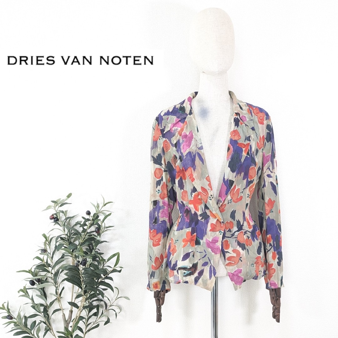 DRIES VAN NOTEN(ドリスヴァンノッテン)の★ DRIES VAN NOTEN ★ 総柄 シルク シャツジャケット ブラウス レディースのジャケット/アウター(テーラードジャケット)の商品写真