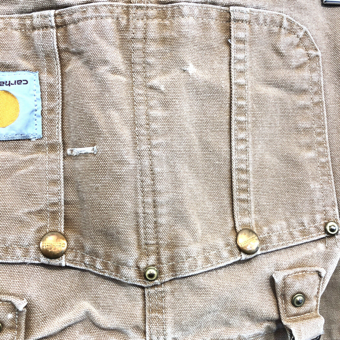 carhartt(カーハート)のCarhartt カーハート ダック ダブルニー オーバーオール ボトムス ワーク ベージュ (メンズ 36×33相当) 中古 古着 P9237 メンズのパンツ(サロペット/オーバーオール)の商品写真