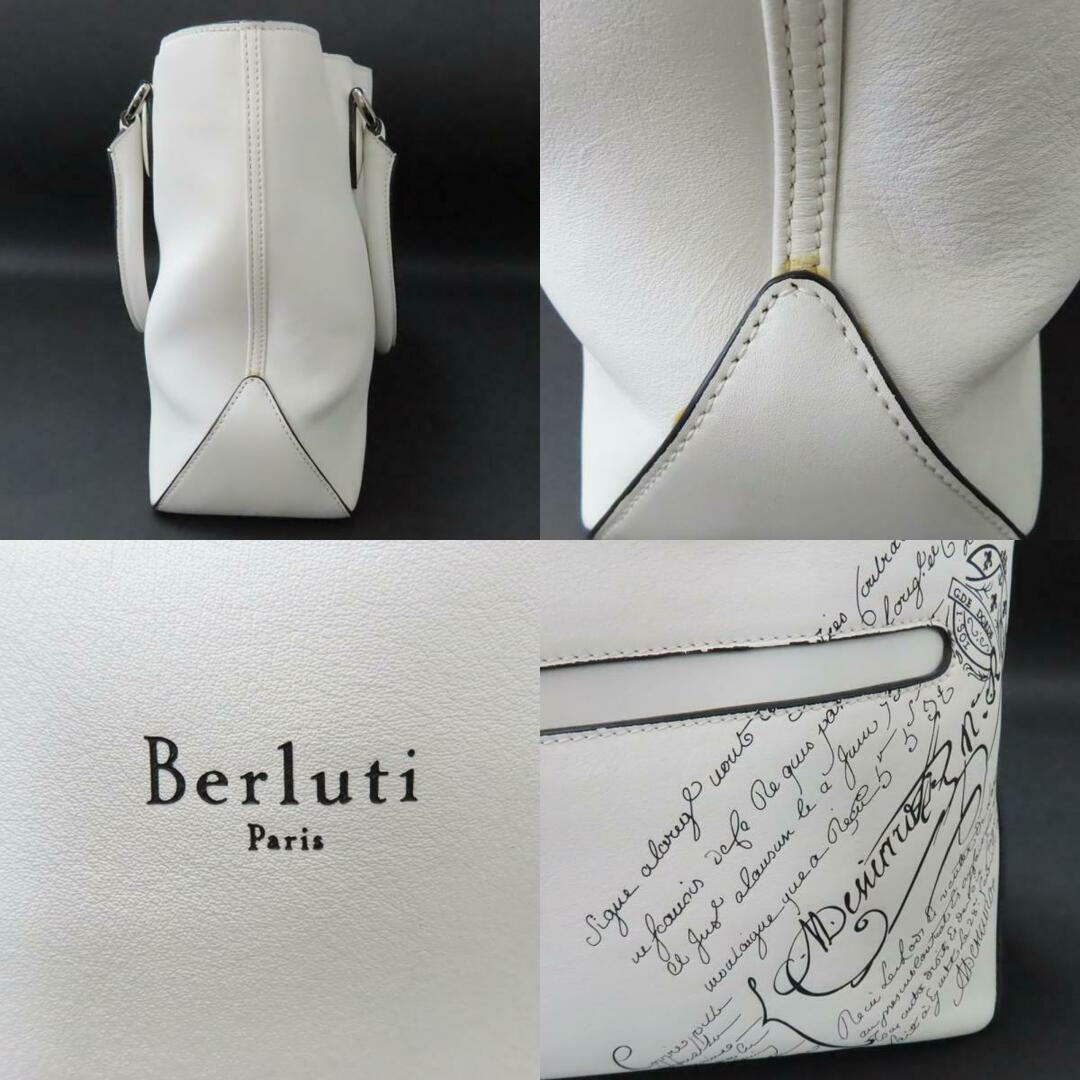 Berluti(ベルルッティ)のBerluti ベルルッティ カリグラフィ トゥジュール スクリット ラージトート トートバッグ ヴェネチアンレザー ホワイト メンズ【中古】 メンズのバッグ(トートバッグ)の商品写真