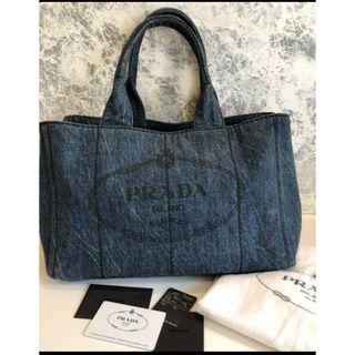 PRADA - 【美品】プラダ ジャガード キャンバスレザー トートバッグの