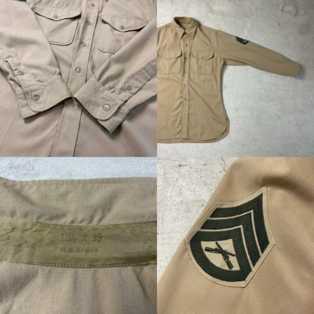 50年代~60年代 米軍実品 USMC 長袖 コットンツイル ミリタリーサービスドレスシャツ ワッペン メンズM-L相当 エンタメ/ホビーのミリタリー(戦闘服)の商品写真