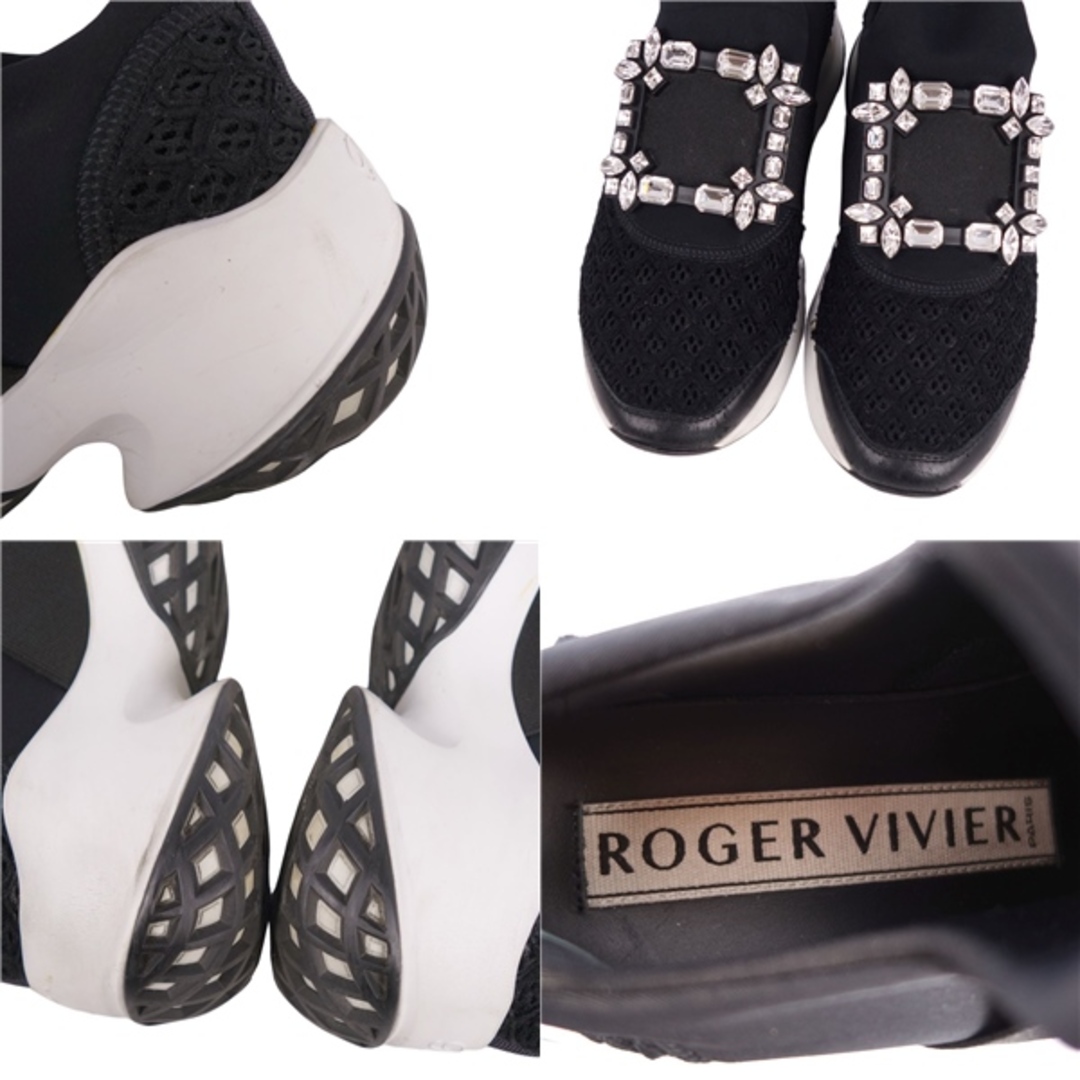 ROGER VIVIER(ロジェヴィヴィエ)のロジェヴィヴィエ Roger Vivier スニーカー スリッポン VIV RUN ヴィヴ ラン クリスタルバックル シューズ 靴 レディース 35.5(22.5cm相当) ブラック レディースの靴/シューズ(スニーカー)の商品写真