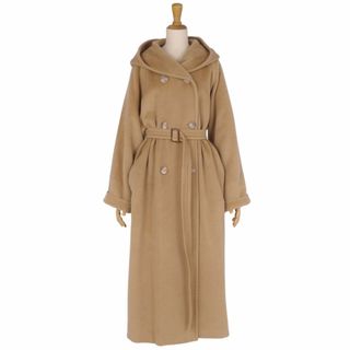 マックスマーラ(Max Mara)の美品 マックスマーラ Max Mara コート 白タグ ロングコート ダブルブレスト フード フーディー ウール カシミヤ アウター レディース JI40 USA6 FB38(M相当) ブラウン(その他)