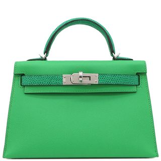 エルメス(Hermes)のエルメス HERMES 2WAYバッグ ミニケリードゥ タッチ 外縫い リザード ヴォ―マダム ヴェールコミック シルバー金具 緑  B刻印（2023年製） 【箱】【中古】(ショルダーバッグ)