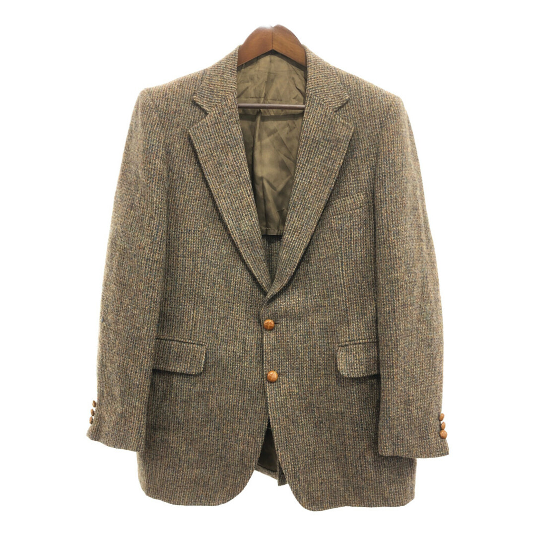 【B品】 80年代 USA製 Harris Tweed ハリスツイード ウール テーラードジャケット ブラウン (メンズ M相当) 中古 古着 Q0677 メンズのジャケット/アウター(テーラードジャケット)の商品写真