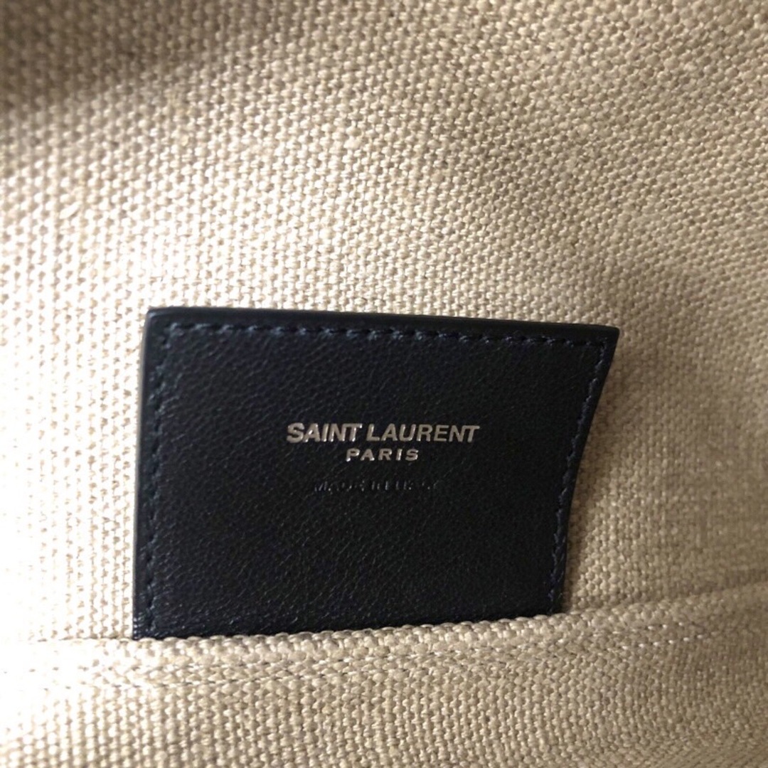 Saint Laurent(サンローラン)の　サンローラン SAINT LAURENT テディトートバッグ 55195 ブラック×アイボリー  キャンバスレザー ユニセックス トートバッグ レディースのバッグ(トートバッグ)の商品写真