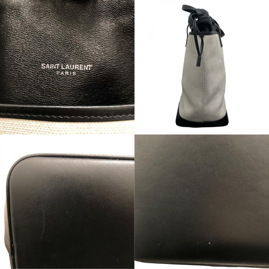 Saint Laurent(サンローラン)の　サンローラン SAINT LAURENT テディトートバッグ 55195 ブラック×アイボリー  キャンバスレザー ユニセックス トートバッグ レディースのバッグ(トートバッグ)の商品写真