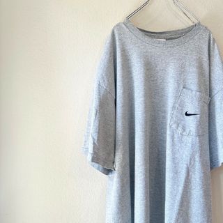 ナイキ(NIKE)の90~00s　NIKE　ナイキ　半袖Tシャツ　刺繍　ワンポイント　グレー(Tシャツ/カットソー(半袖/袖なし))