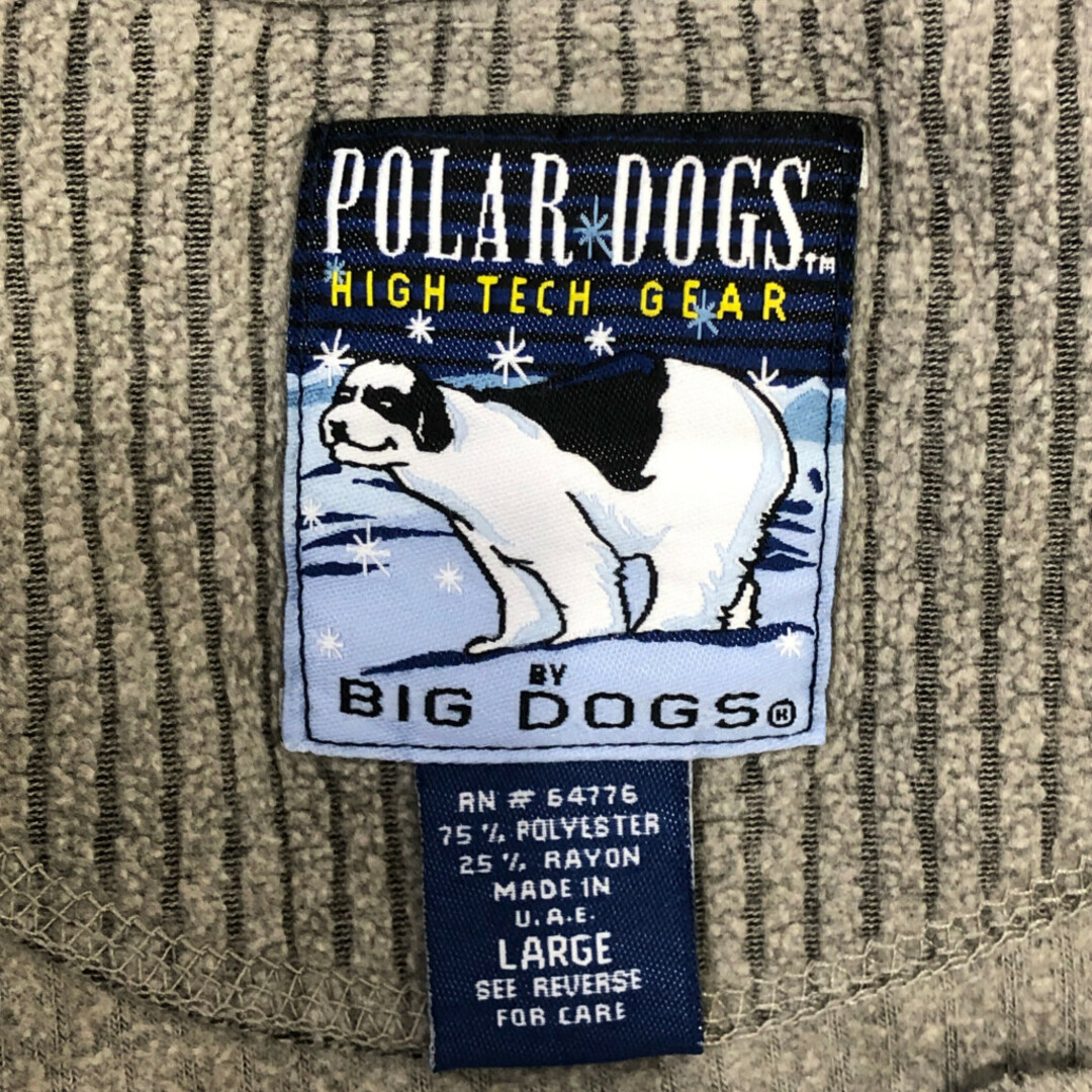 BIG DOGS ビックドッグス ワンポイントロゴ コーデュロイ ハーフジップ スウェット カジュアル グレー (メンズ LARGE) 中古 古着 Q0711 メンズのトップス(スウェット)の商品写真