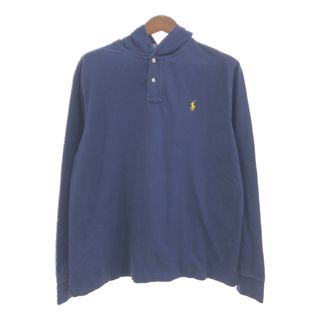 ポロラルフローレン(POLO RALPH LAUREN)のPolo by Ralph Lauren ポロ ラルフローレン ヘンリーネック フーディー 長袖Ｔシャツ カットソー ネイビー (メンズ XL) 中古 古着 Q0712(Tシャツ/カットソー(七分/長袖))