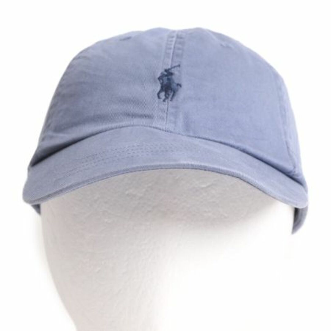 Ralph Lauren(ラルフローレン)のポロ ラルフローレン コットン ベースボール キャップ メンズ レディース フリーサイズ 古着 帽子 ポニー刺繍 ワンポイント ブルー グレー メンズの帽子(キャップ)の商品写真